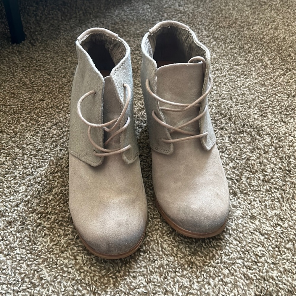 Toms Suede Booties with Wool Detailing